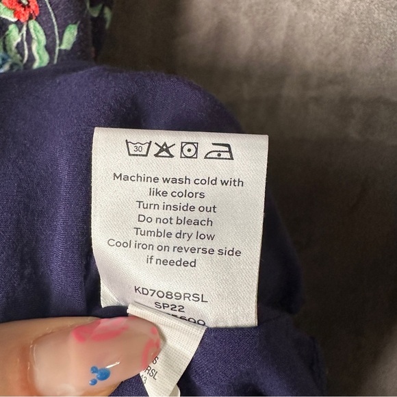 Draper James RSVP Smocked Midi Dress Navy Floral Print Women’s XL - Picture 8 of 9